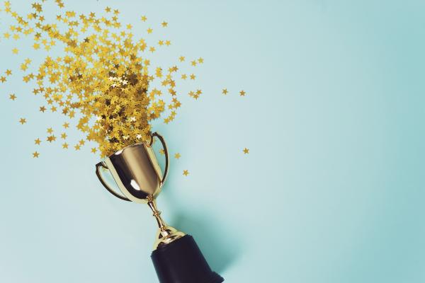 Trophy with golden glitter