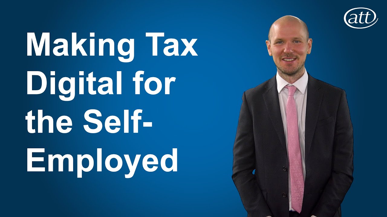 Presenter on blue background with the video title "Making Tax Digital for the Self-Employed" in white letters to hisleft