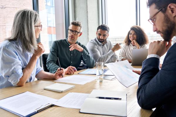 business meeting with diverse attendees