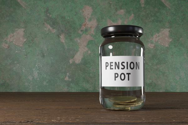 Glass jar with Pension Pot written on the label