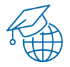 mortarboard on world icon